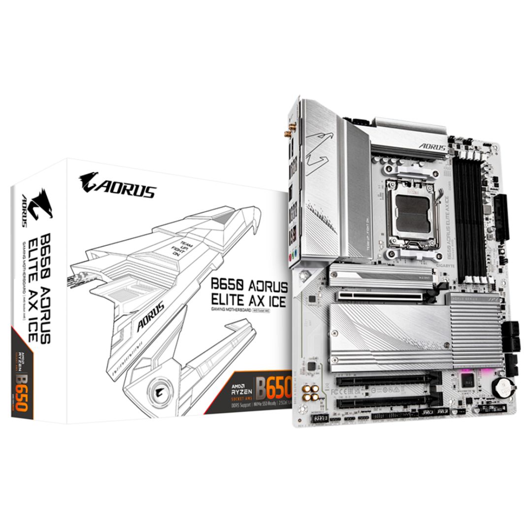 Motherboards GIGABYTE B650 A ELITE AX ICE Tarjeta Madre Gigabyte ATX B650 AORUS ELITE AX ICE SAM5 AMD B650 HDMI 192GB DDR5 Para AMD - Código: B650 A  ELITE AX  ICE | Compra en Guadalajara